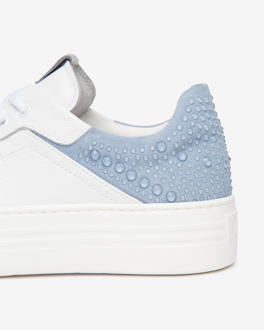 NeroGiardini white and blue leather and suede platform sneaker - Melissakshoes