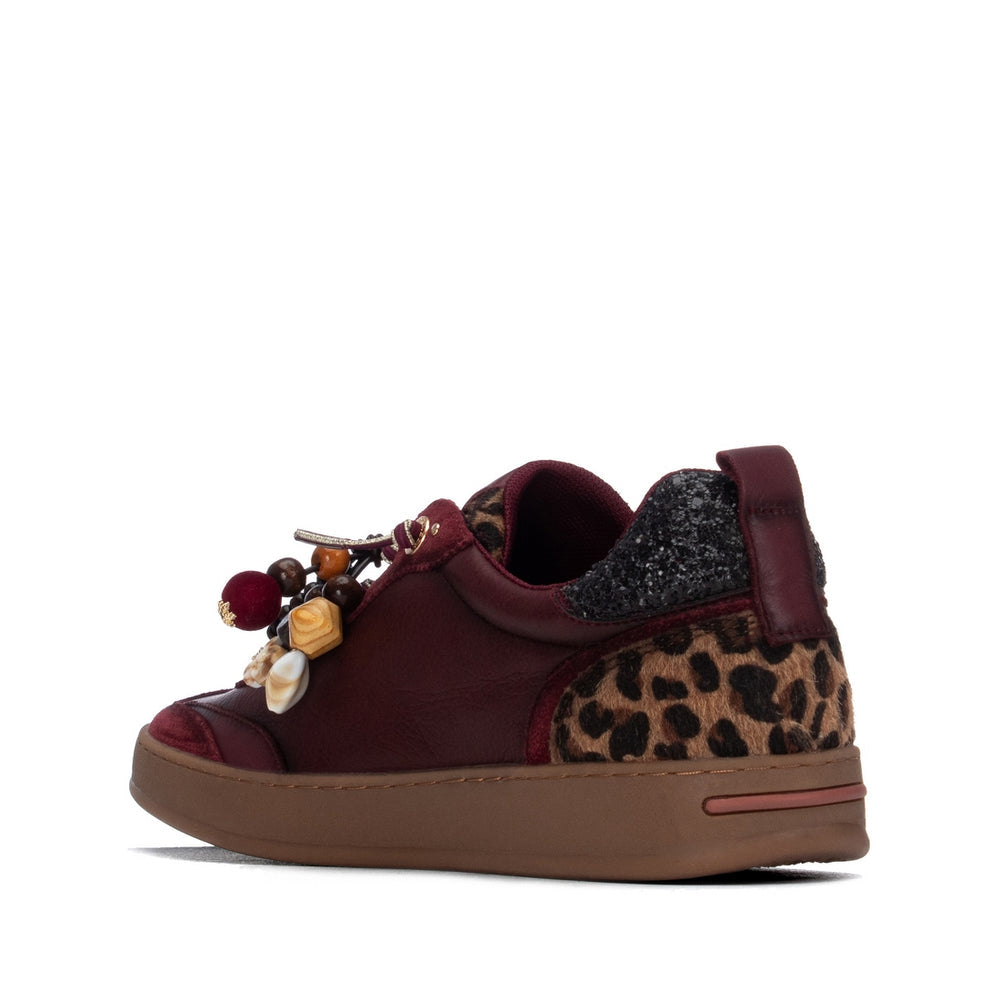 Carmela burgundy leather and suede sneakers