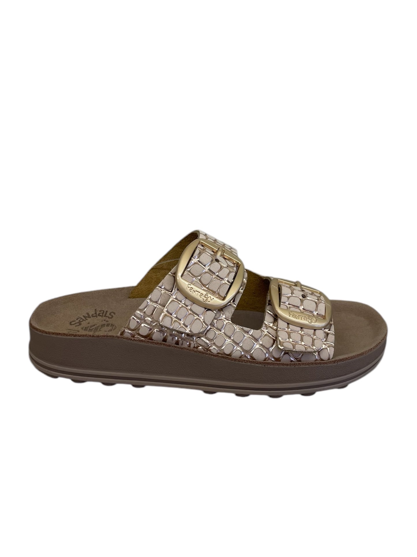 Fantasy sandals rose gold leather sandals