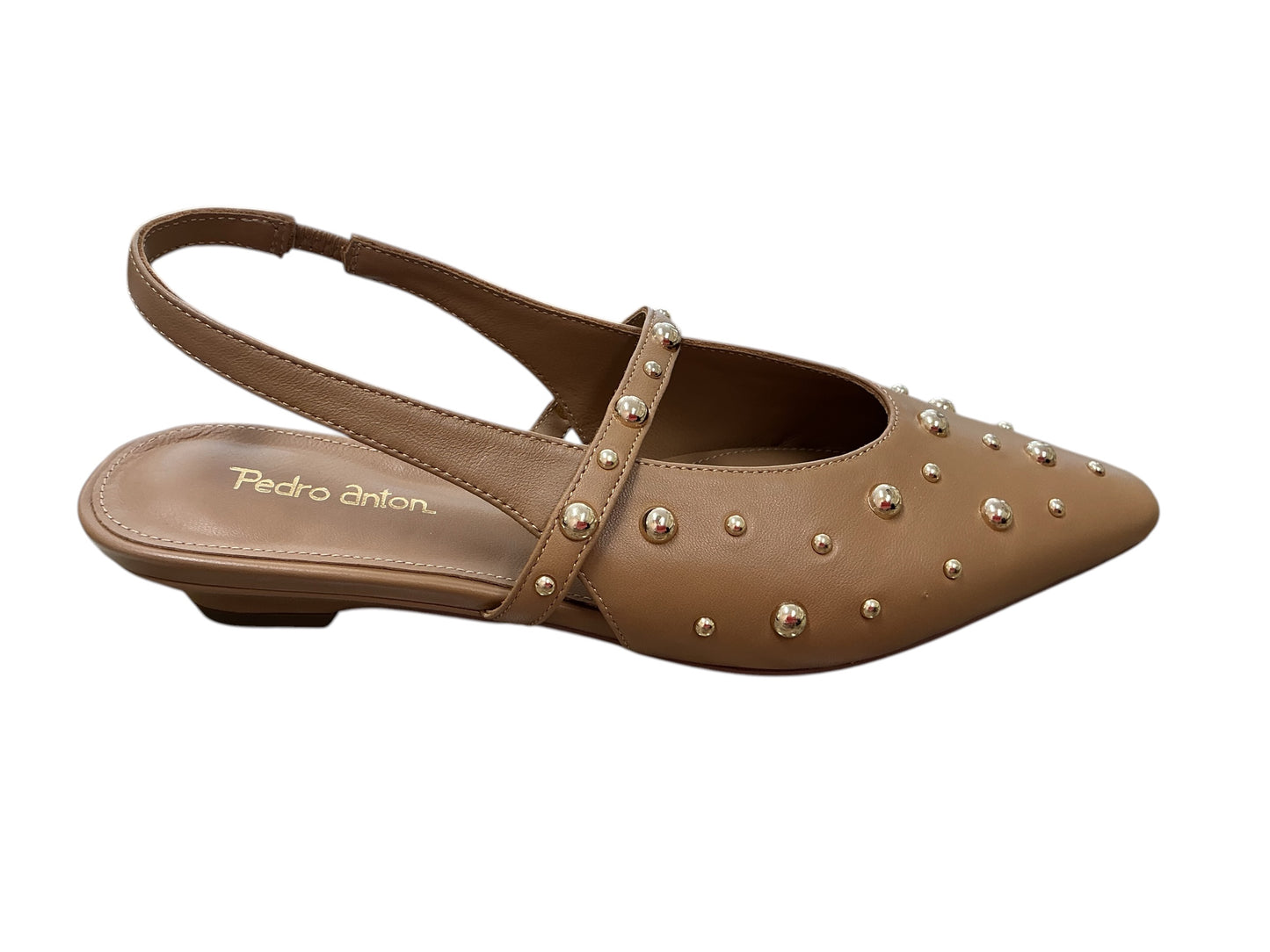 Pedro anton tan leather Mary Jane slingback with gold stud detail