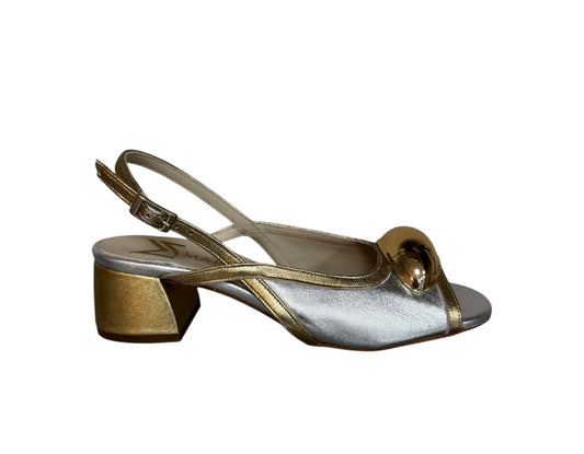 Marian two tone silver and gold leather slingback sandal