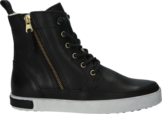 Blackstone leather hightop sneakers with side zipper