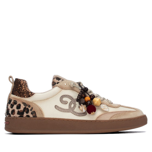 Carmela cream leather and suede sneakers