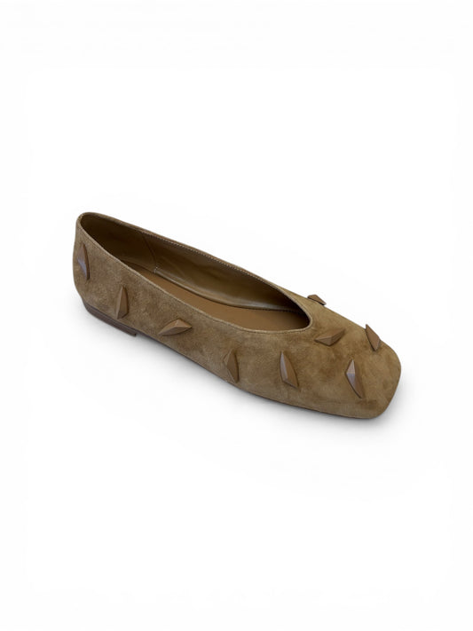 Pedro Anton tan suede ballerinas with tan jewel detail