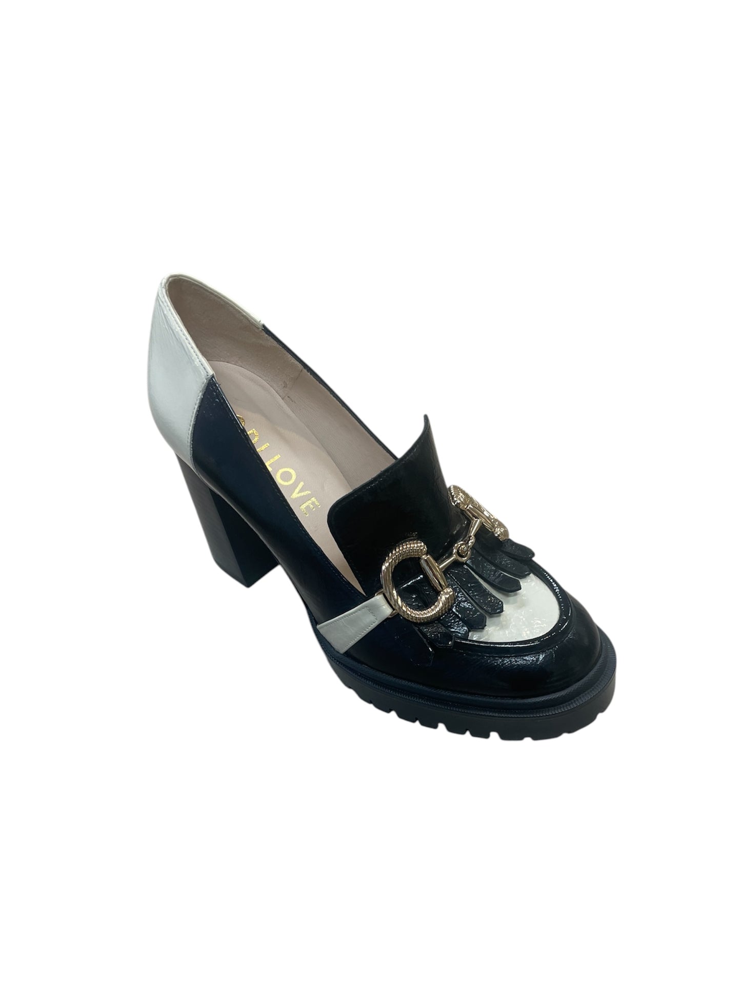 Lodi black and white leather shoes