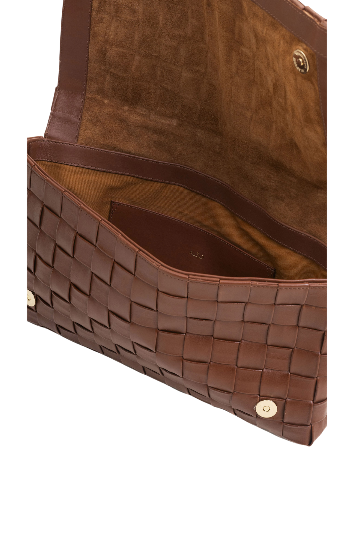 Alēo toffee handwoven leather clutch bag
