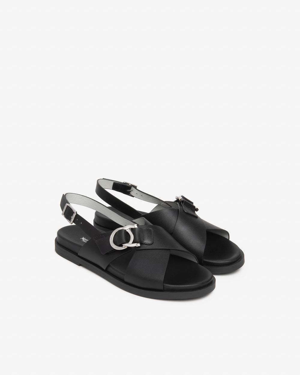Nerogiardini black crisscross leather sandal