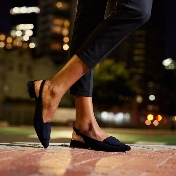 Paul Green navy suede slingback sandal - Melissakshoes