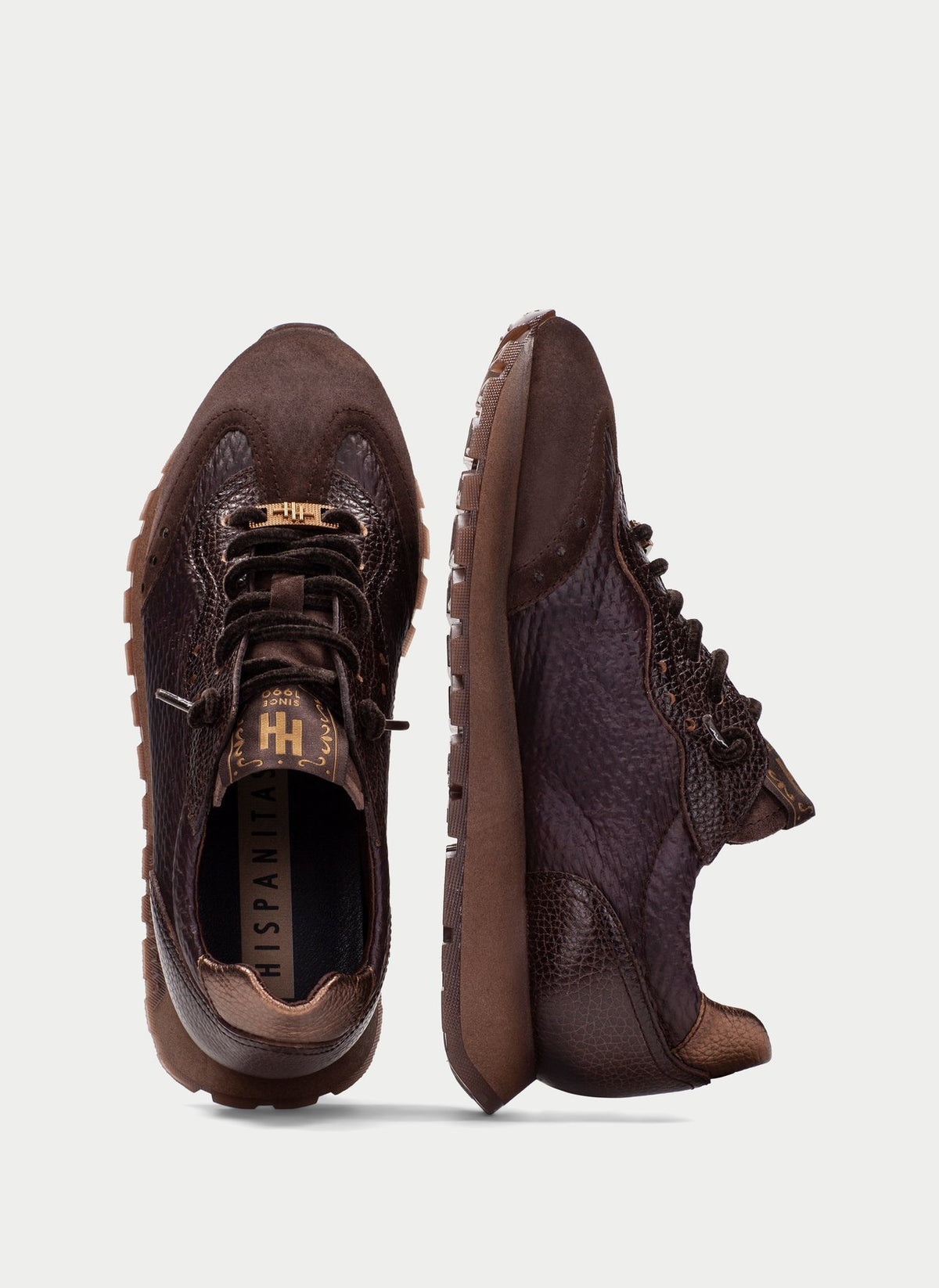 Hispanitas brown leather and suede sneakers