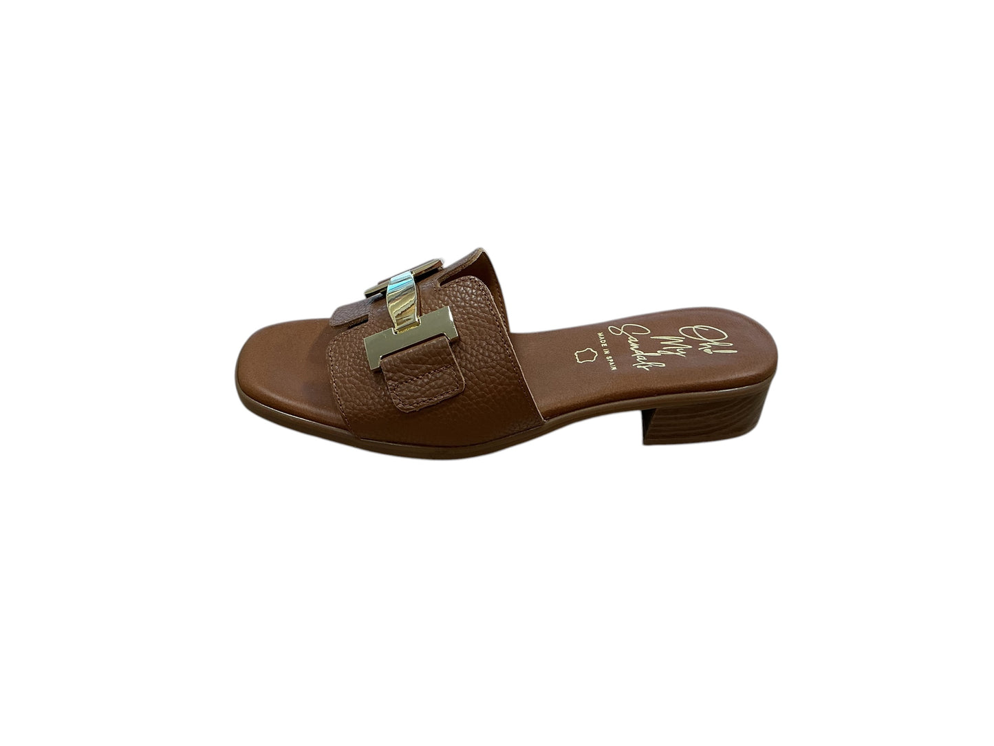Oh My Sandals camel leather slides
