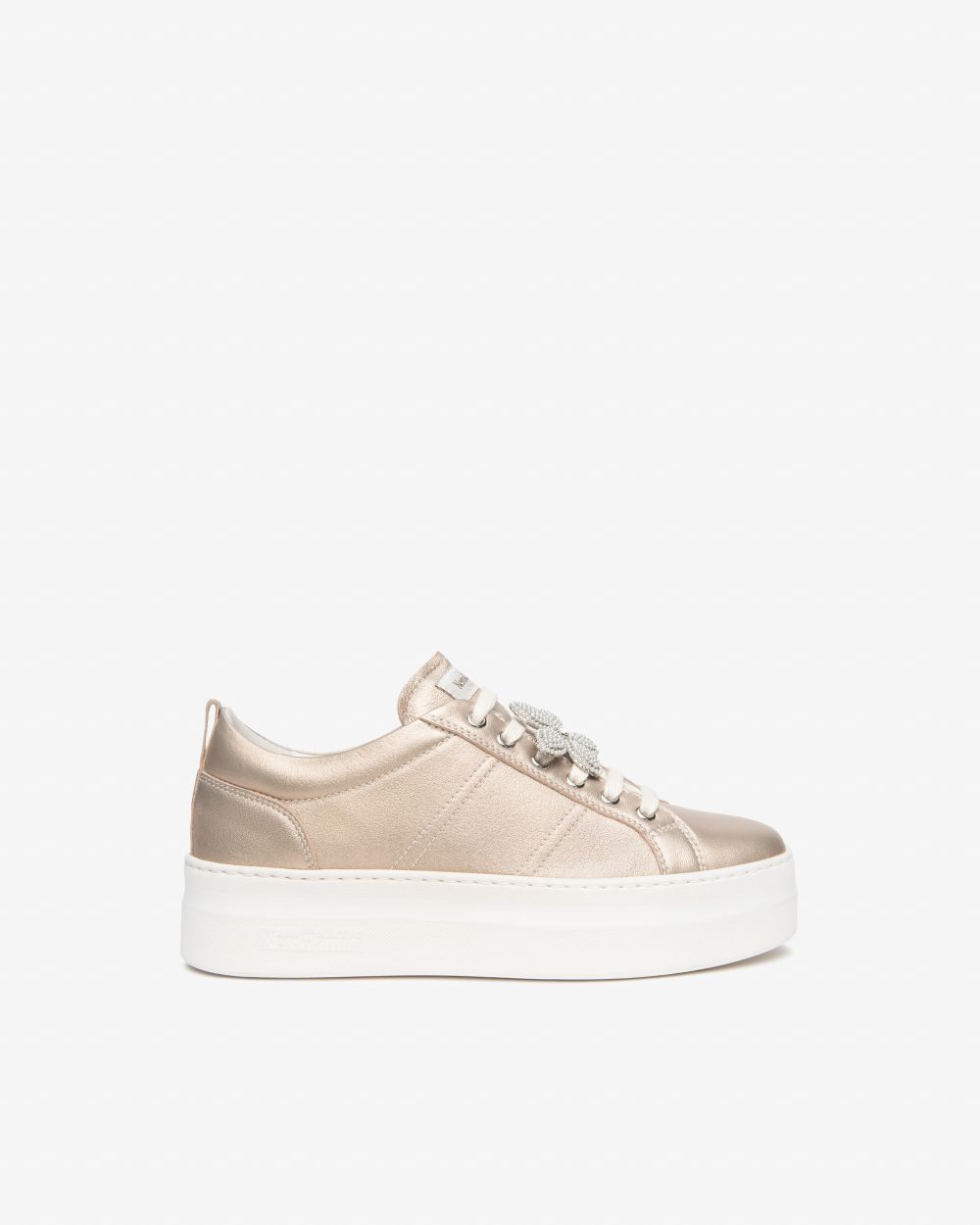 NeroGiardini gold leather platform sneakers - Melissakshoes