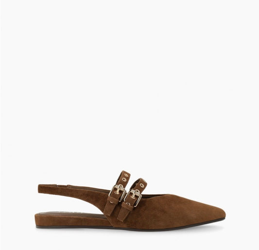 Lodi brown suede slingback ballerina