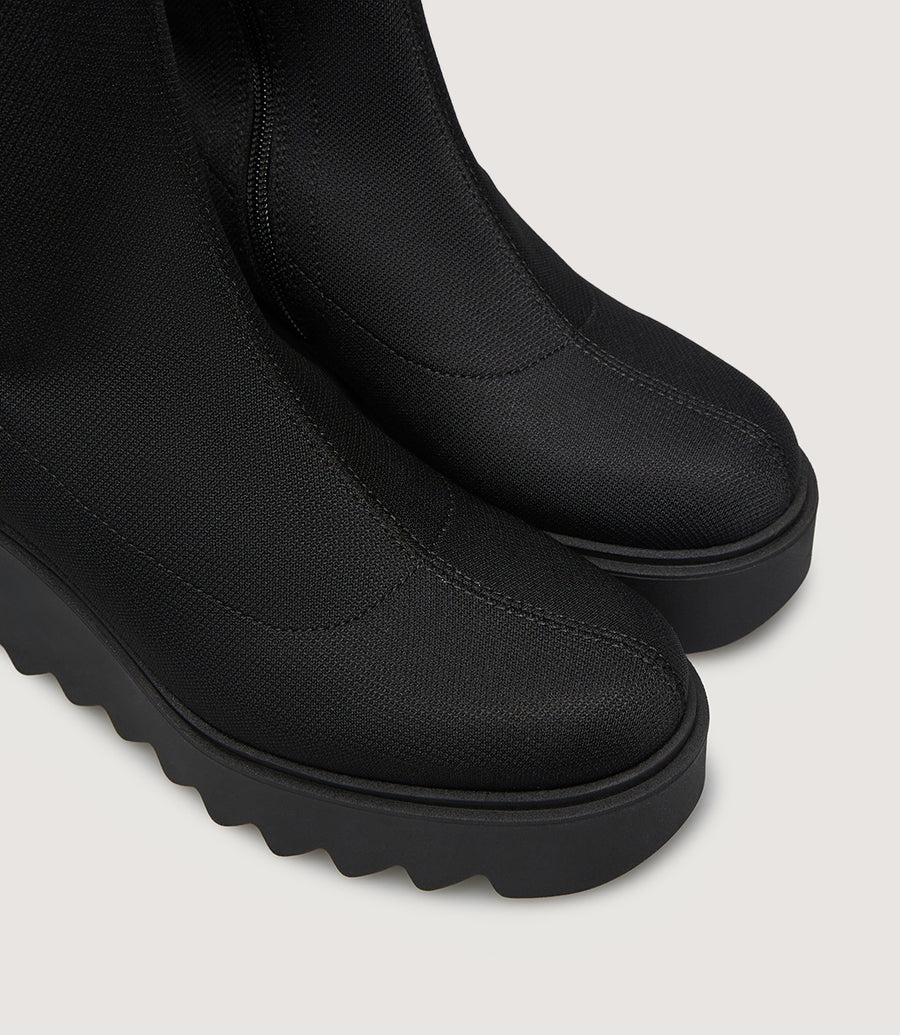 Marco Moreo black knee high stretch with wedge  boots with stud detail