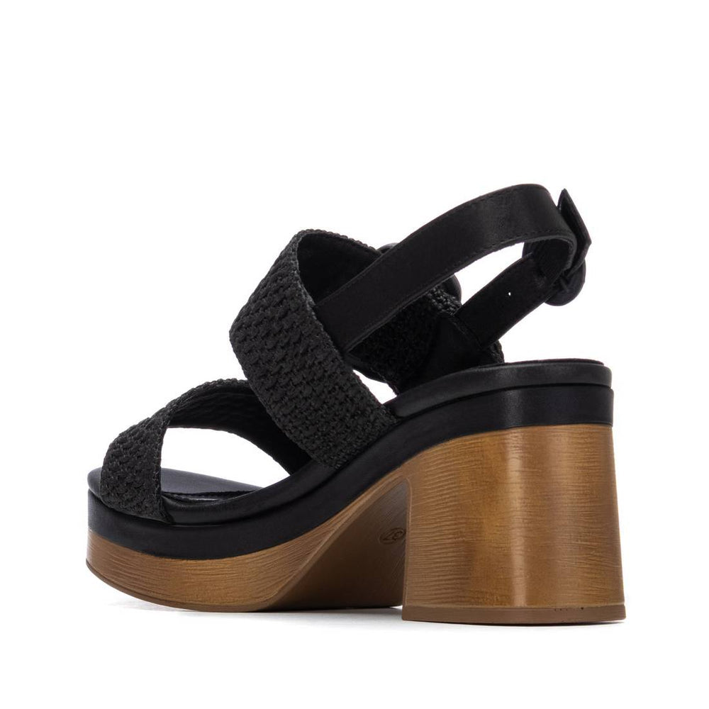 Carmela black raffia slingback sandals with block heel