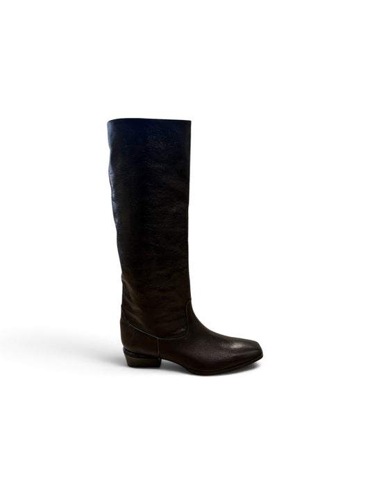Marian soft patent black slouchy boots