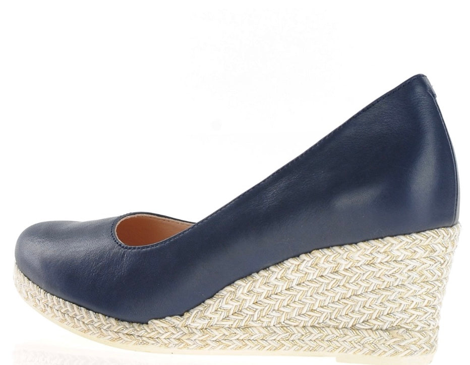 Jose Saenz navy leather wedge shoes