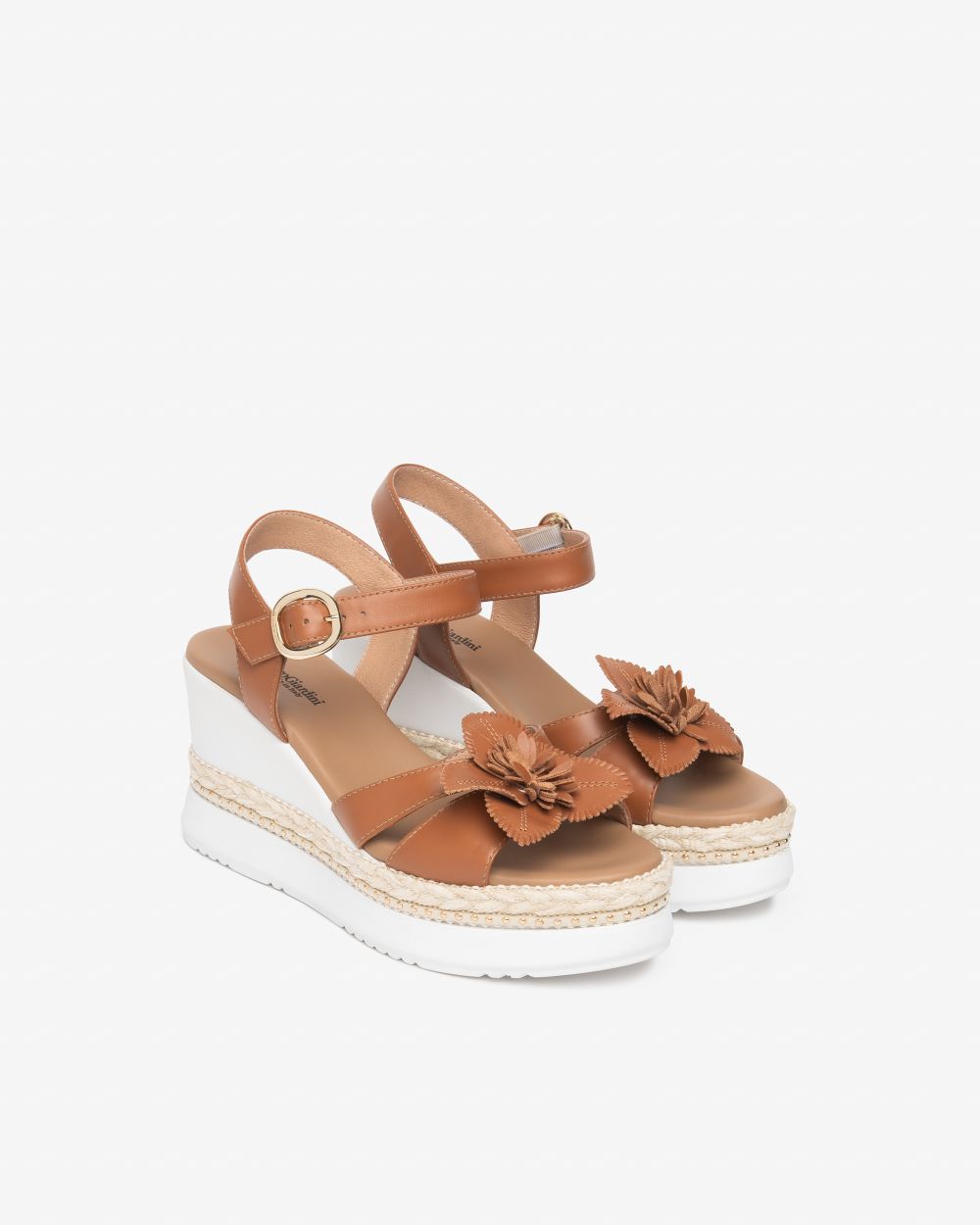 Nerogiardini tan leather wedge sandals
