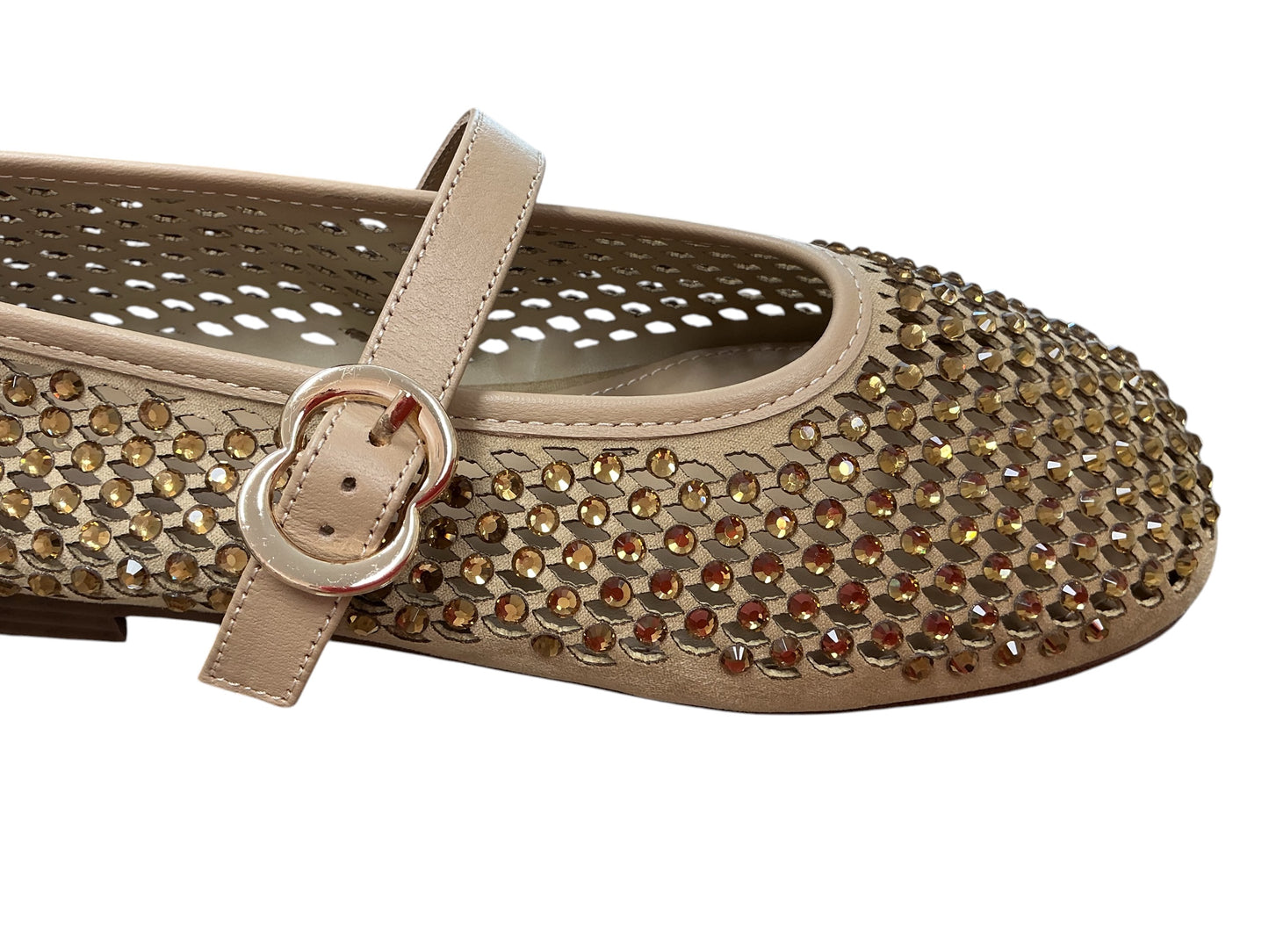 Pedro anton camel leather Mary Jane pump with diamanté detail