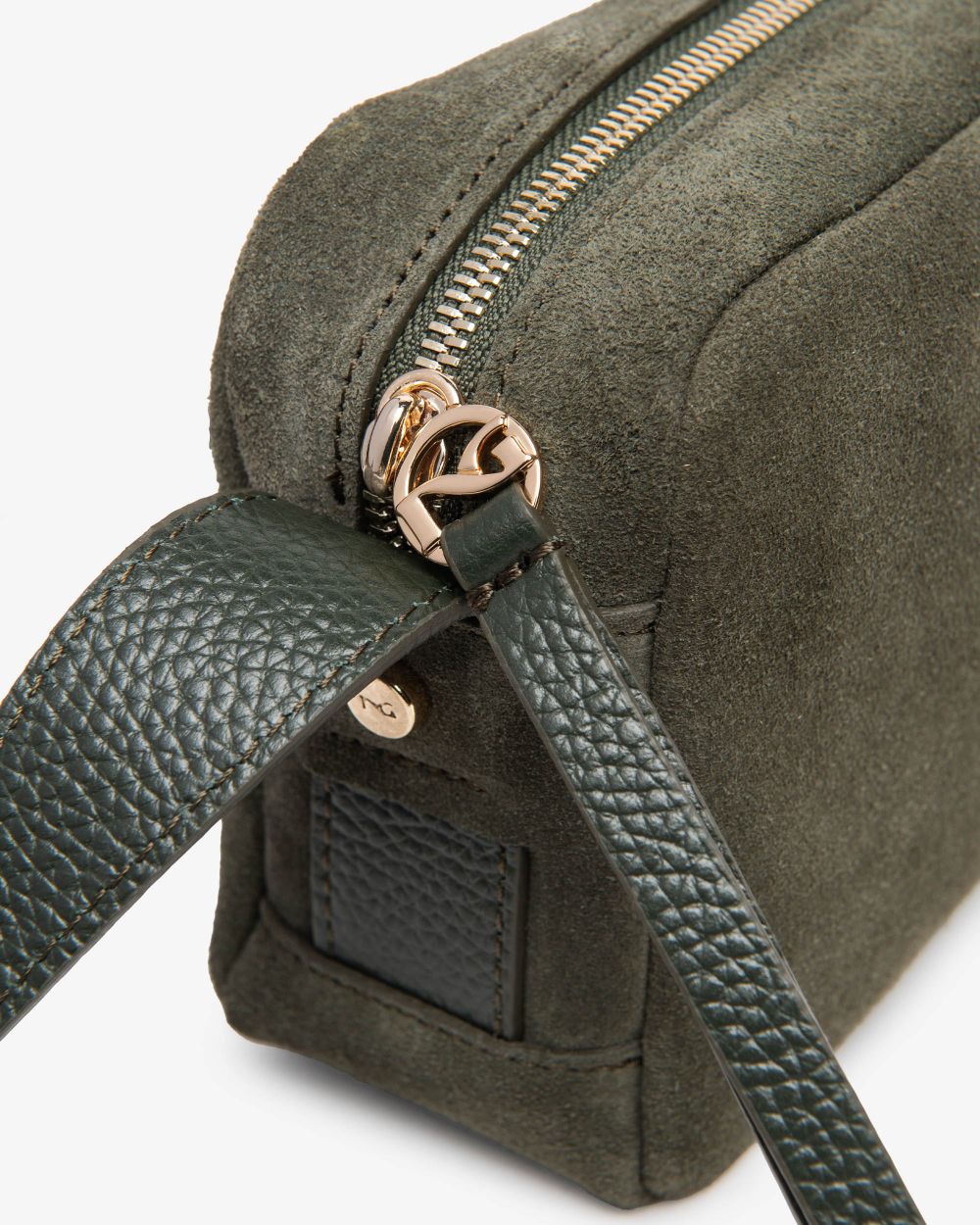 NeroGiardini Olive green suede small crossbody