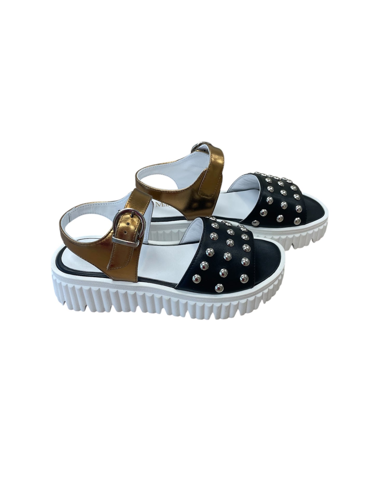 Marco moreo black and gold leather  platform sandals