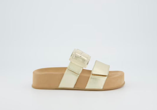 Paul Green gold leather  platform sandals