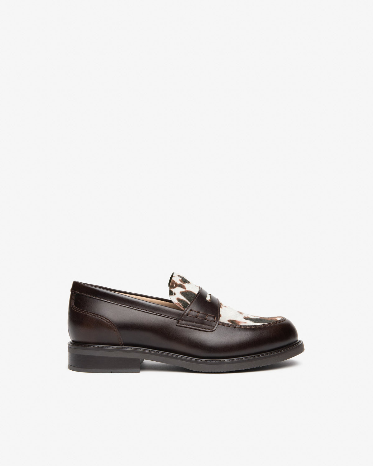 NeroGiardini brown leather and cow print loafers