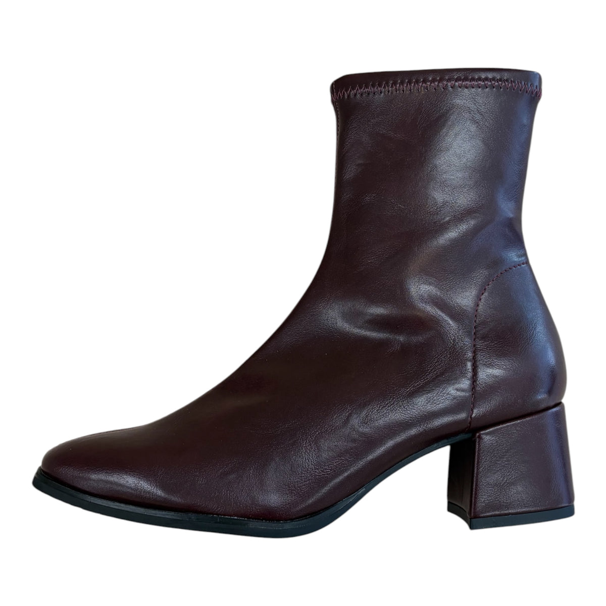 Miss Elastic burgundy faux leather ankle boots M7
