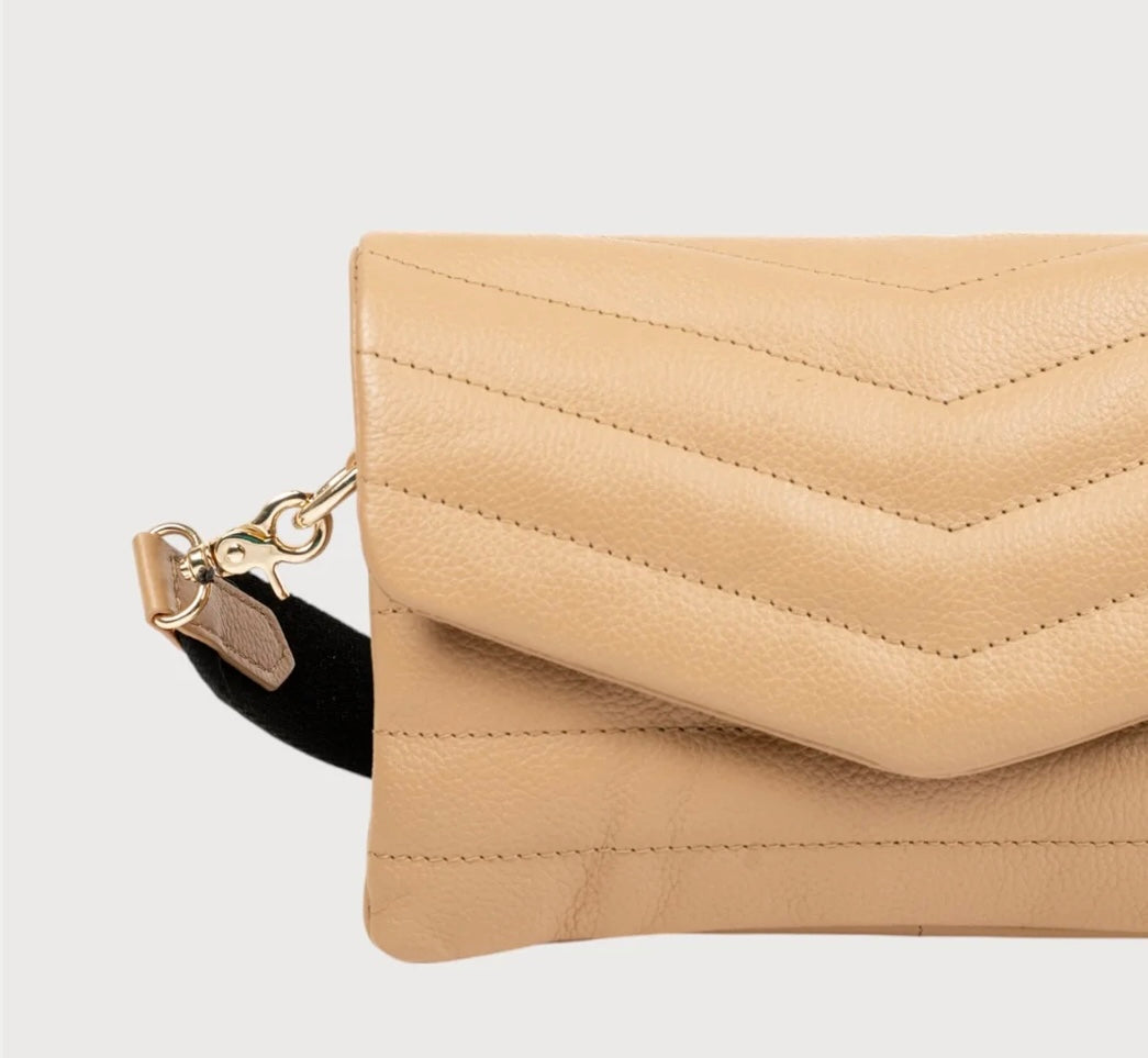 Alēo taupe leather crossbody handbag