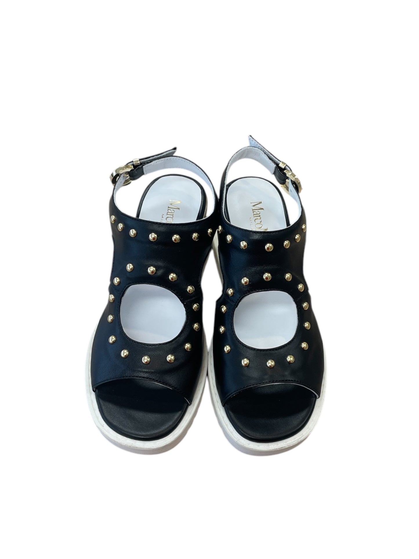 Marco moreo black leather wedge sandals