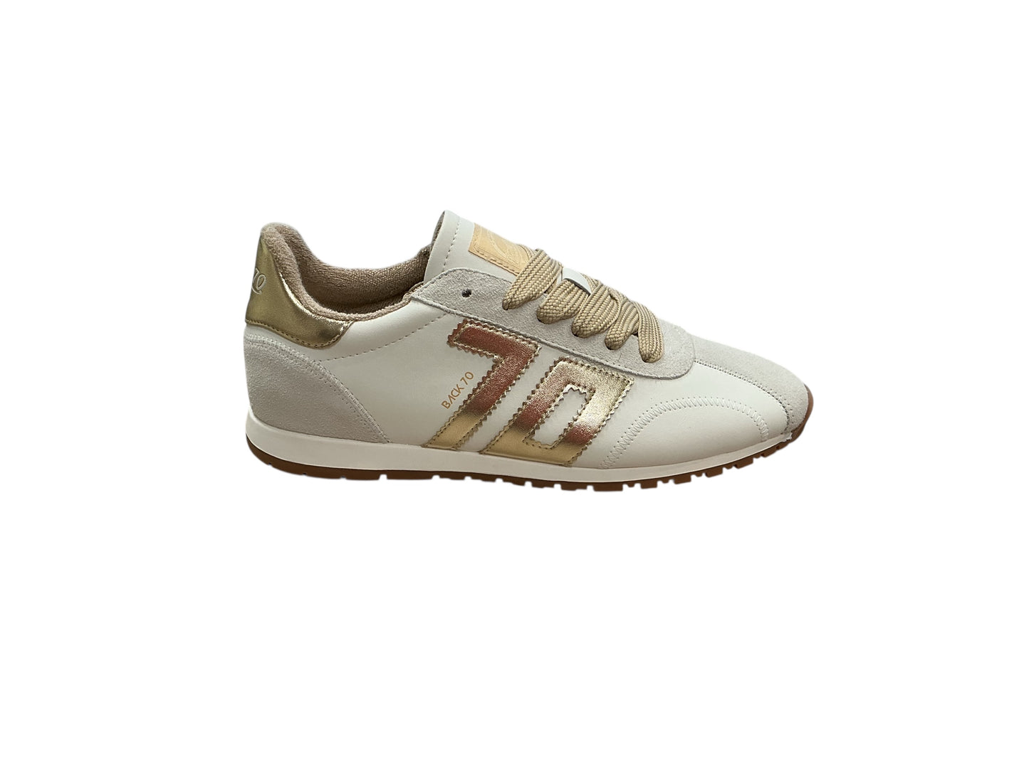 Back 70 cream and gold retro sneaker - Melissakshoes