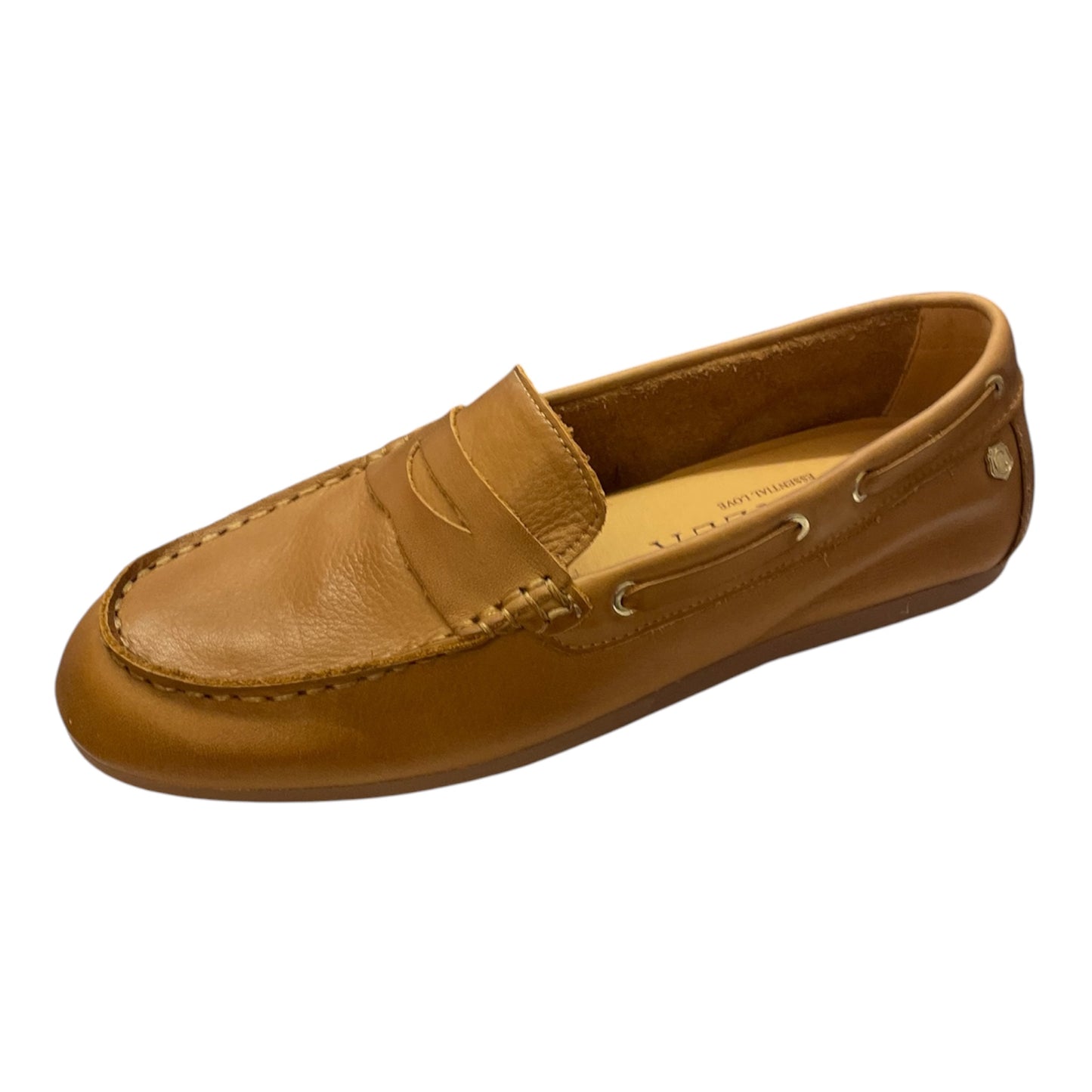 Carmela tan leather slip on loafers