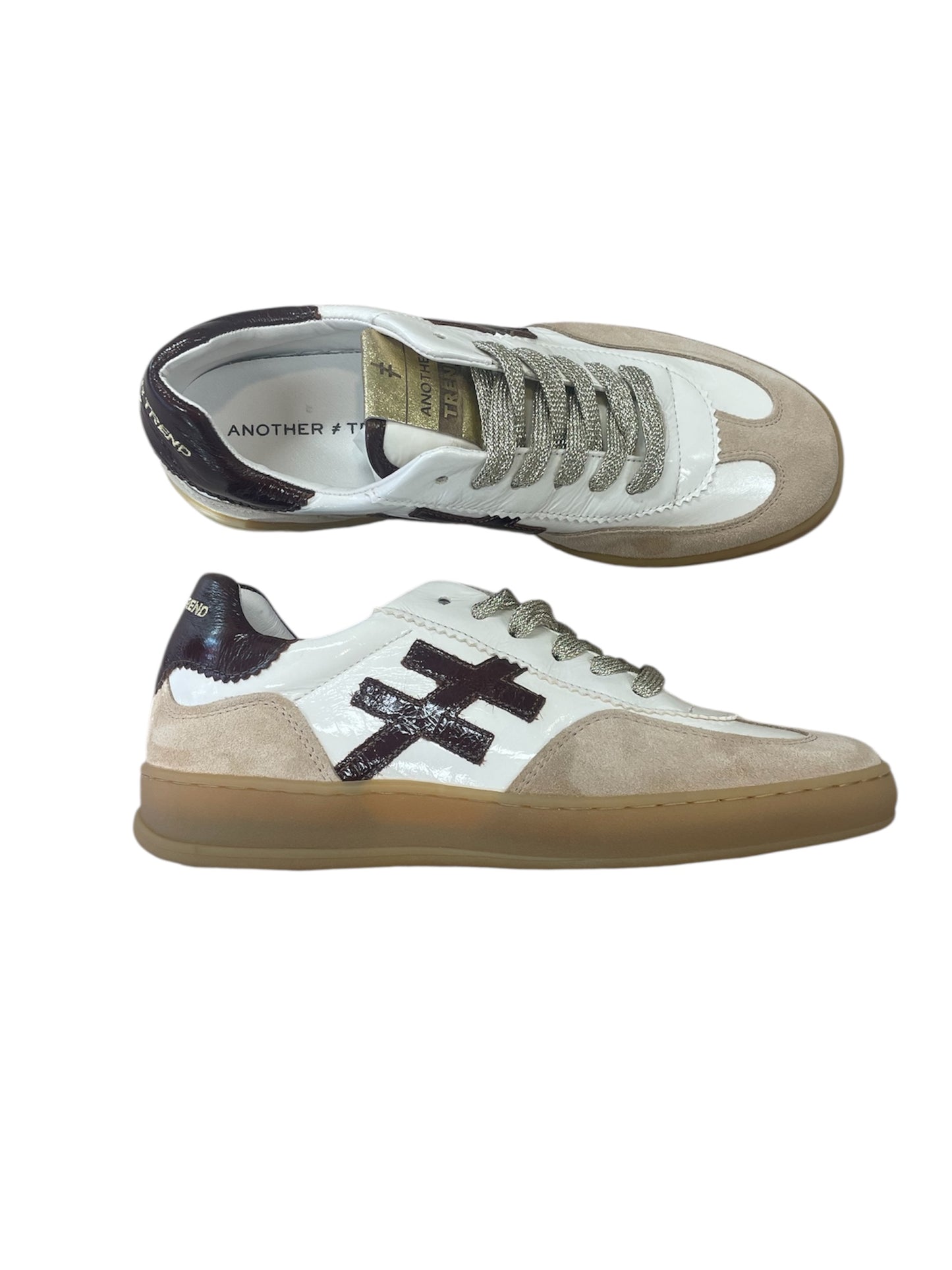 Another trend beige white and brown suede and leather sneakers - Melissakshoes