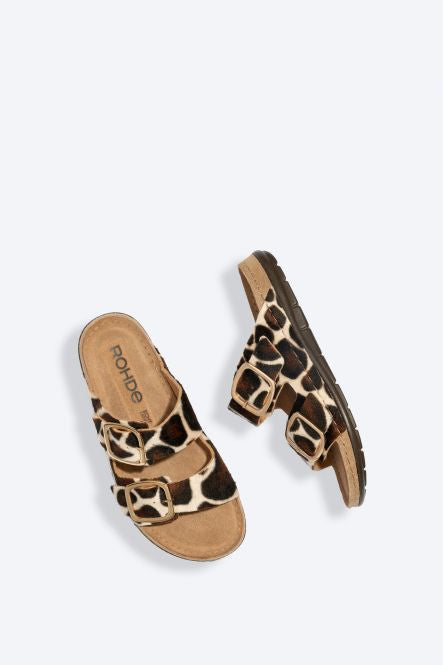 Rohde giraffe print mule sandals