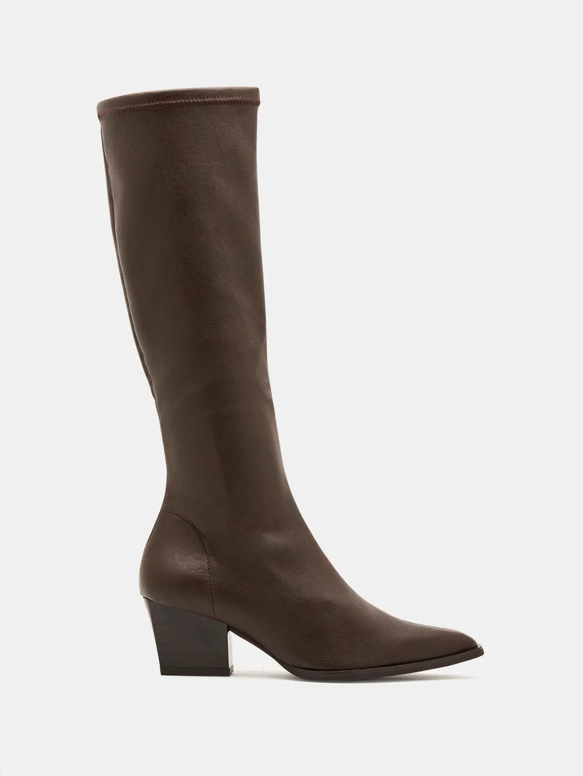 Miss Elastic western style brown stretchy boots