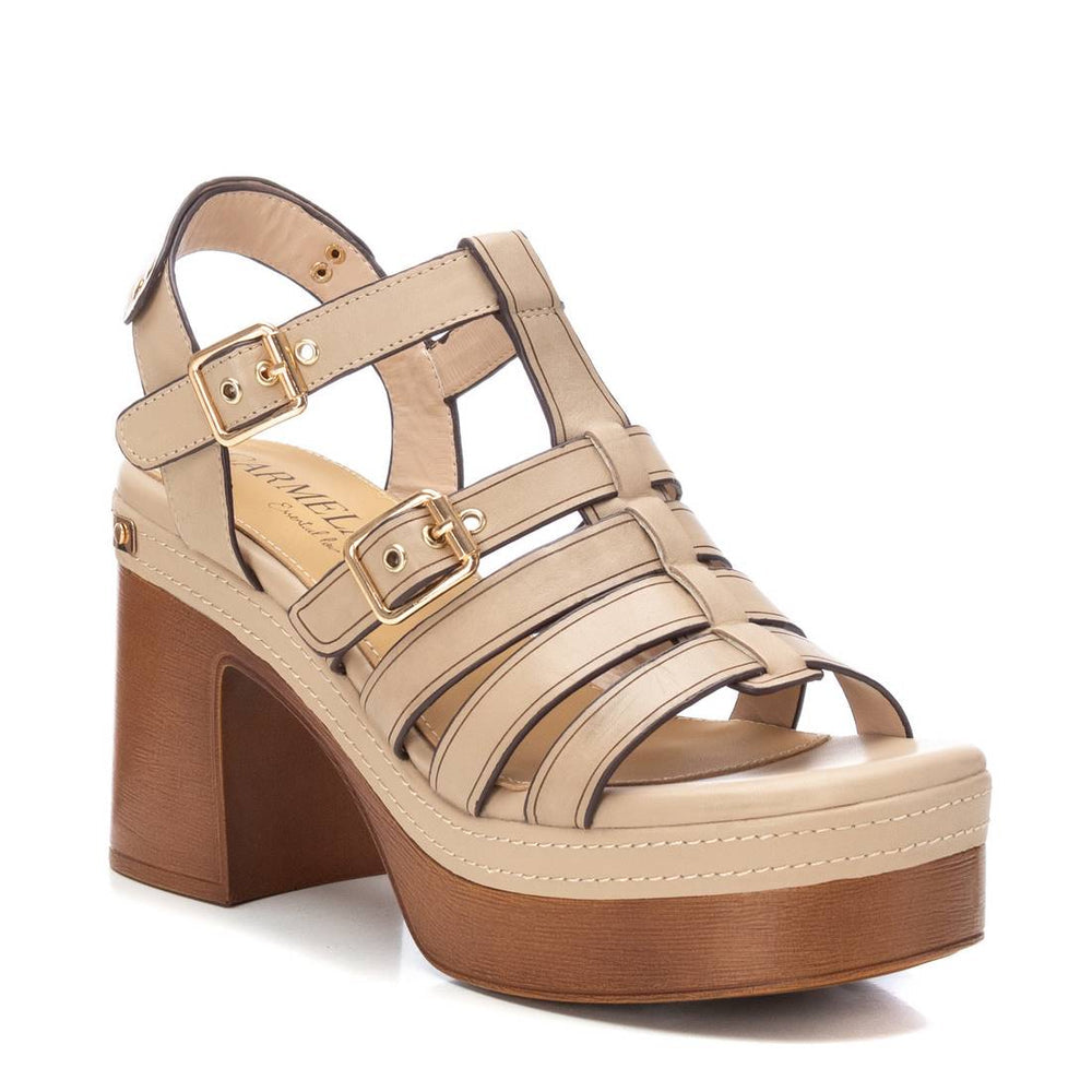 Carmela beige leather platform sandals