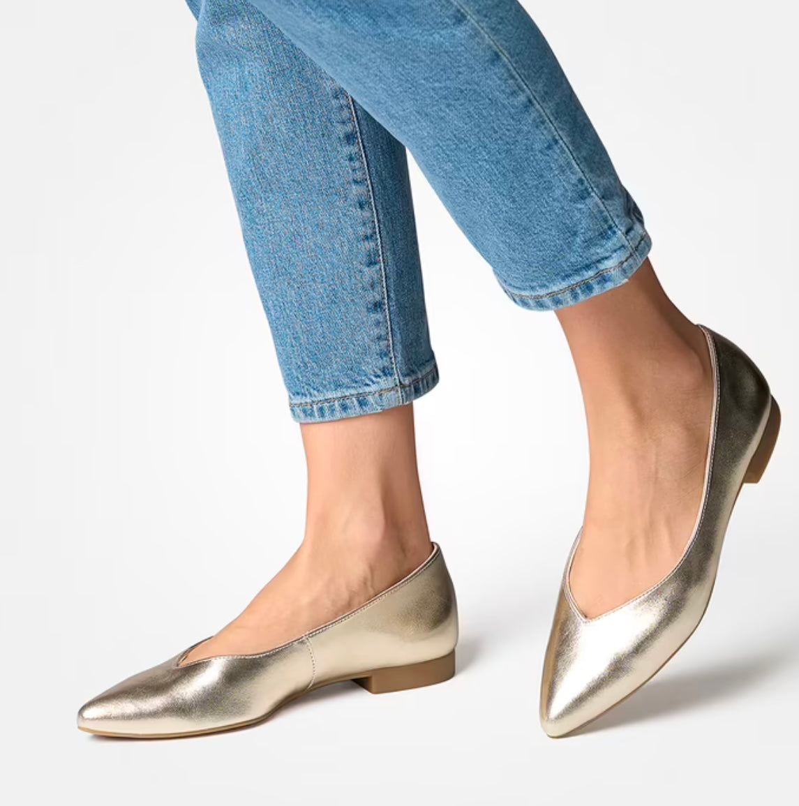 Paul Green gold leather ballerinas
