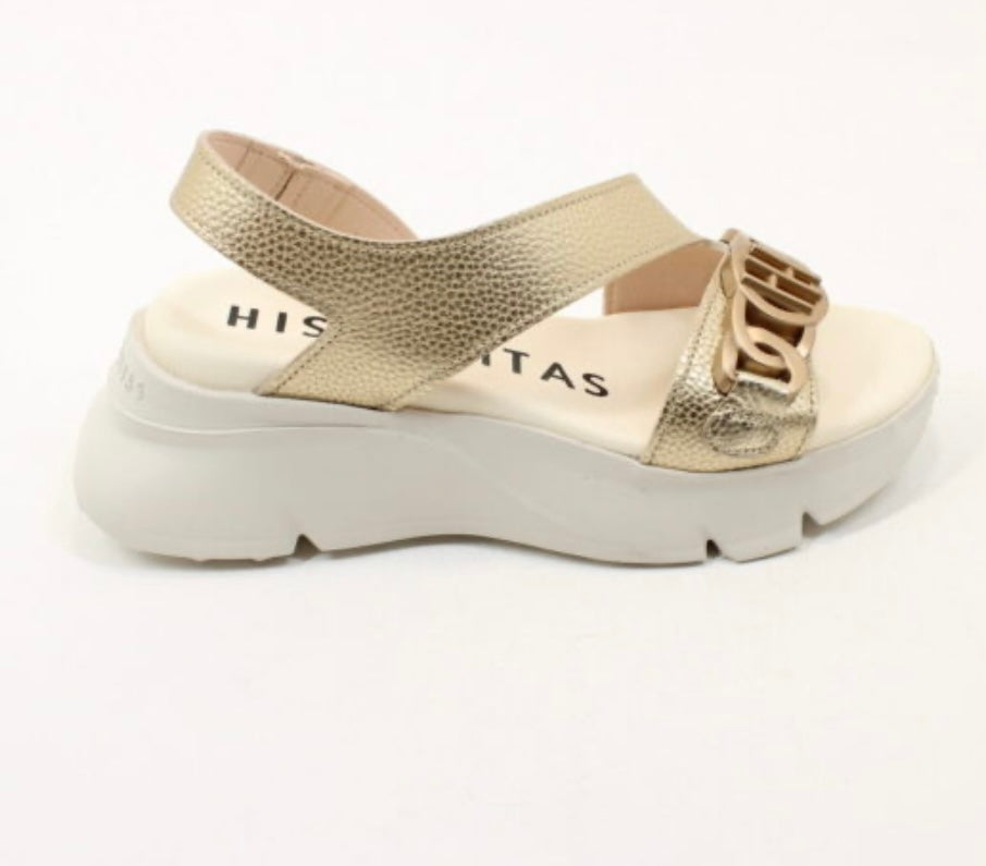 Hispanitas gold leather platform sandals