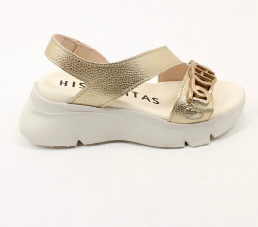 Hispanitas gold leather platform sandals