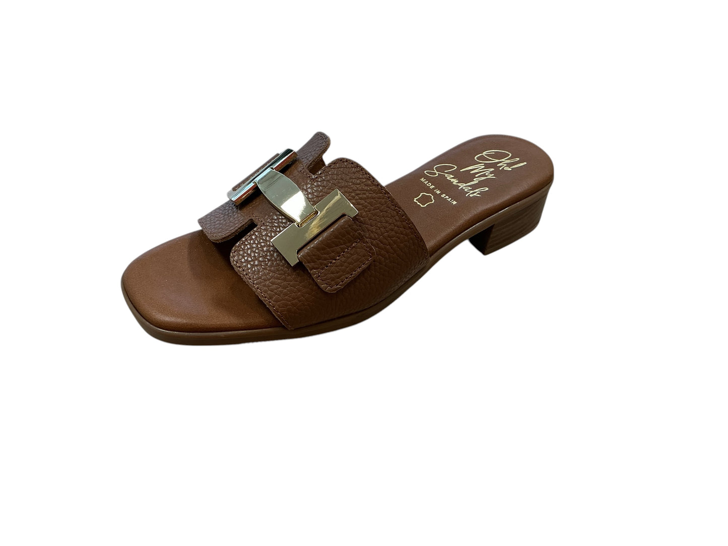 Oh My Sandals camel leather slides