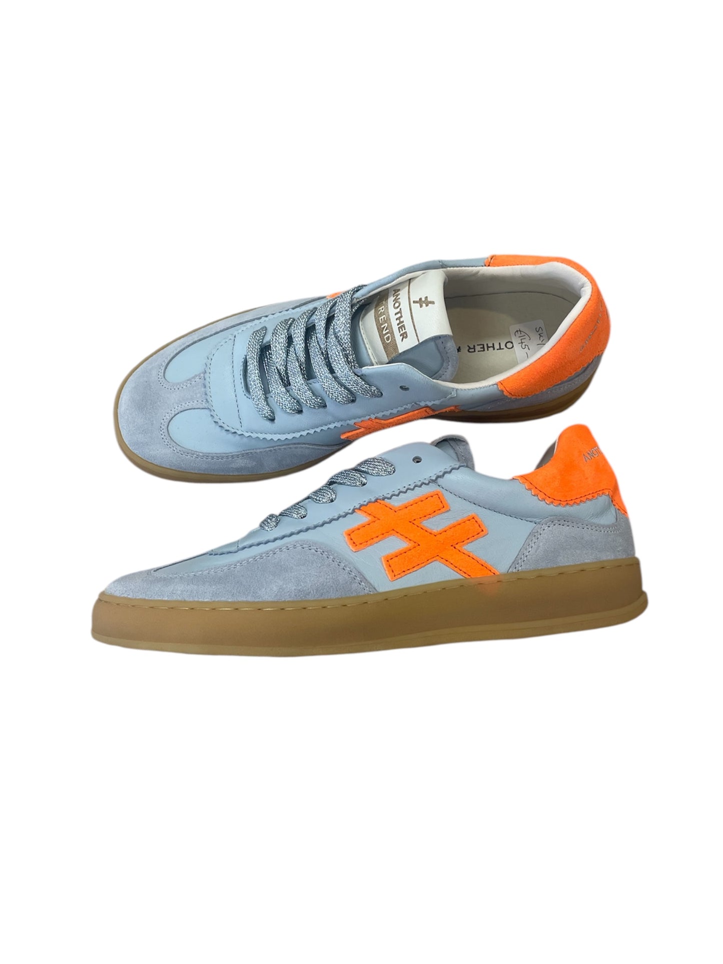Another Trend sky blue and neon orange sneakers - Melissakshoes