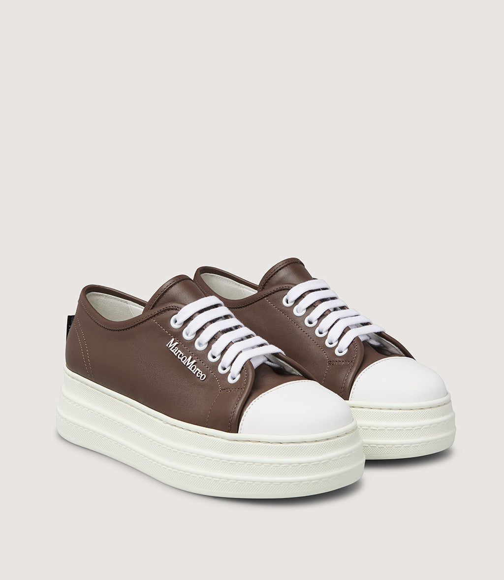 Marco Moreo brown leather platform sneaker