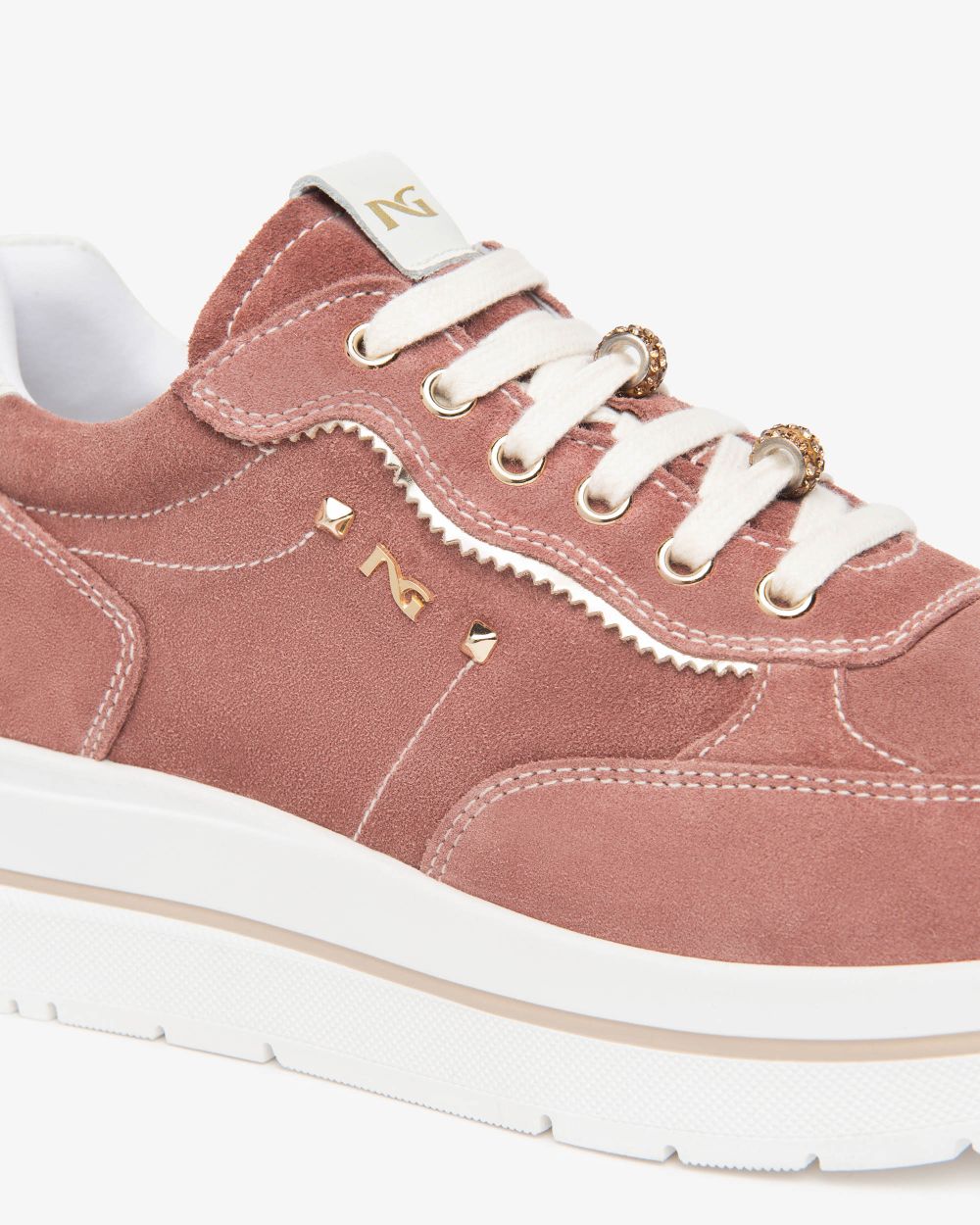 NeroGiardini dusty pink suede platform wedge sneakers - Melissakshoes