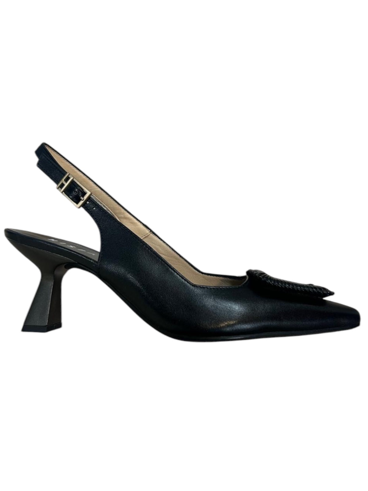 Hispanitas black leather sling back shoes