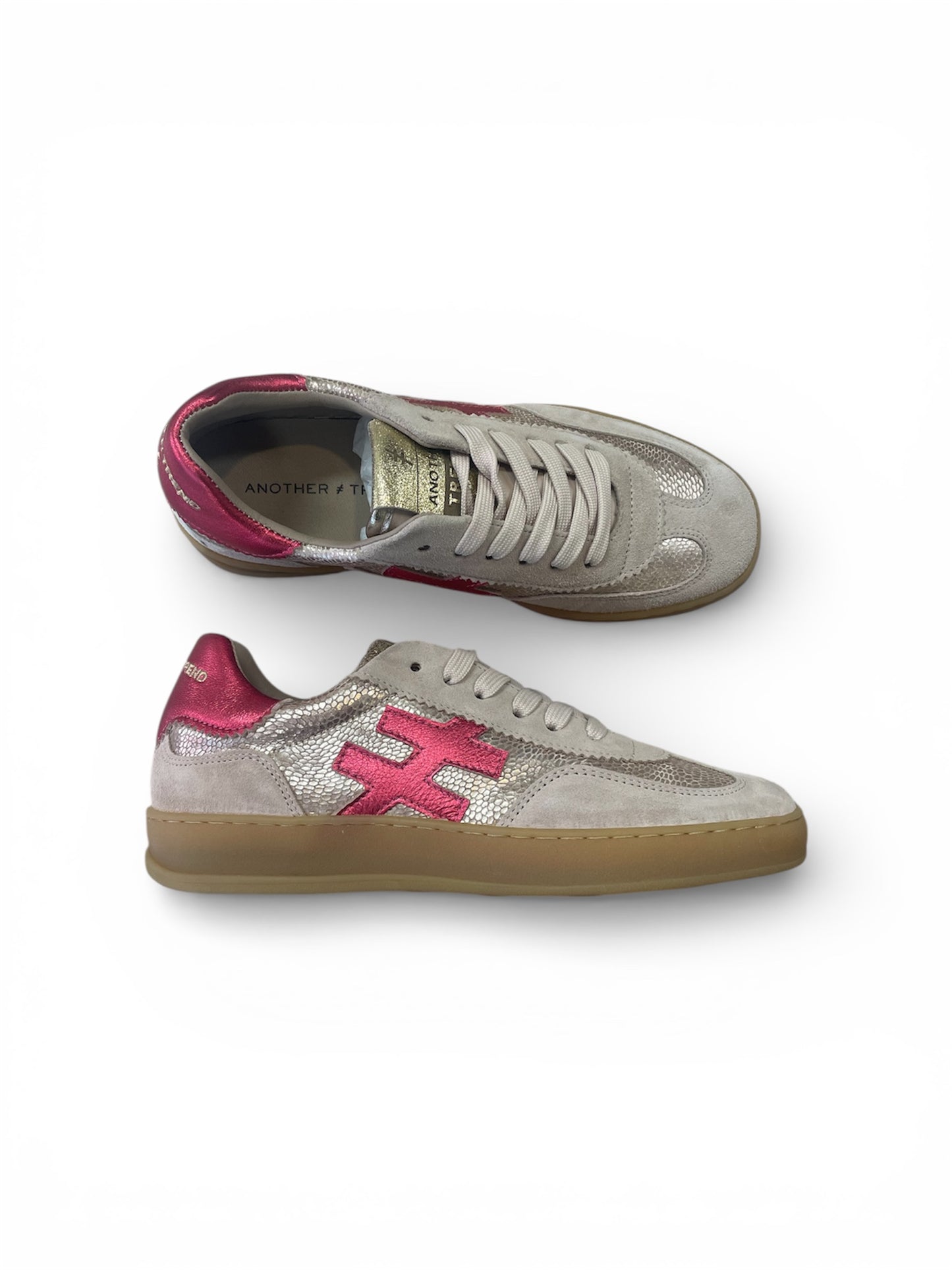 Another Trend old rose reptile combi suede and leather sneakers - Melissakshoes
