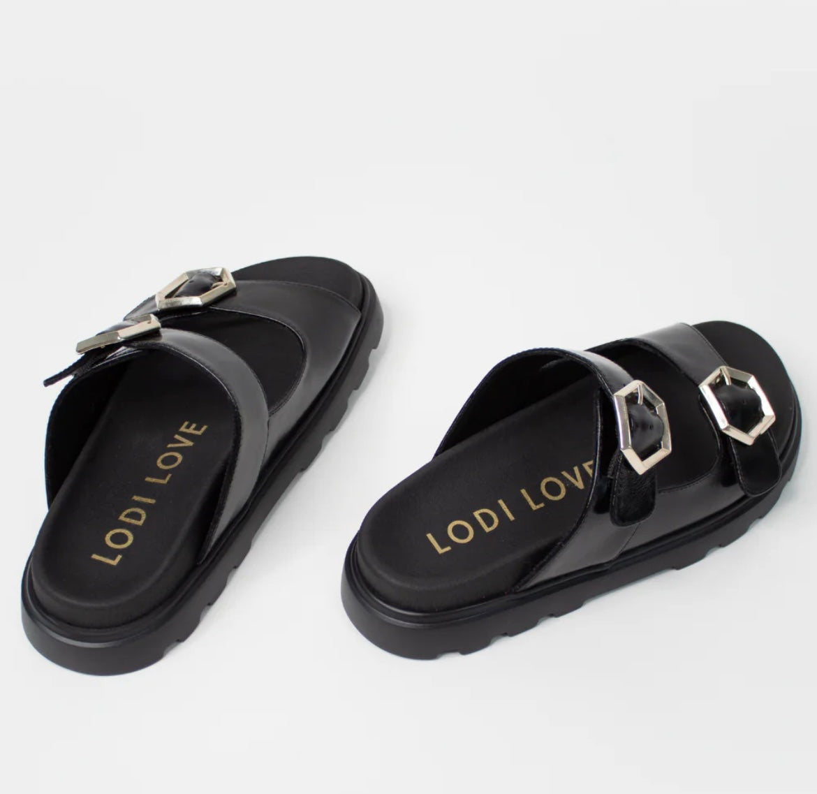 Lodi black leather sandals