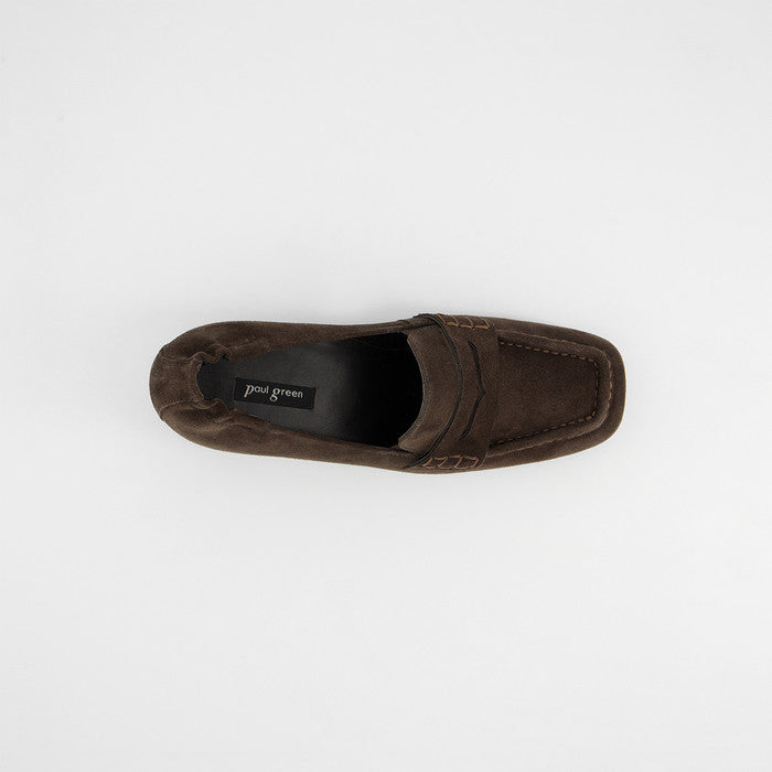Paul Green brown suede loafer with block heel