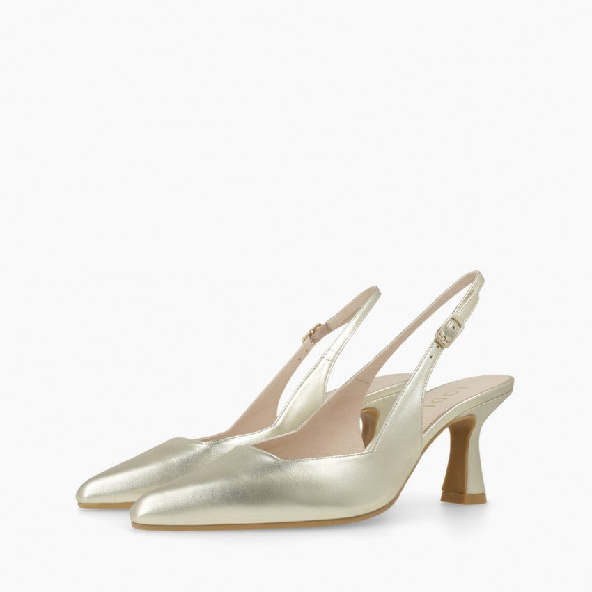 Lodi gold leather slingback court shoes - Melissakshoes
