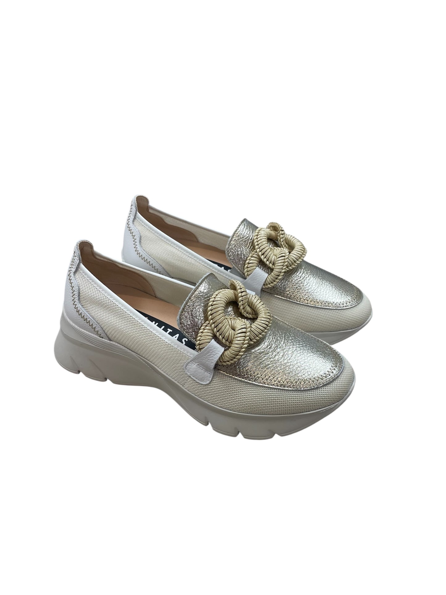 Hispanitas gold leather platform loafers