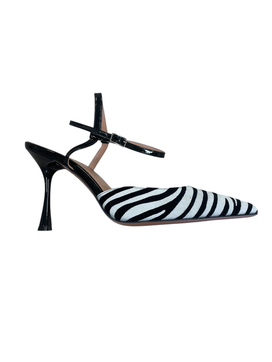 Oxitaly zebra print suede slingback shoes