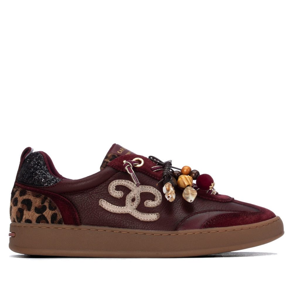 Carmela burgundy leather and suede sneakers